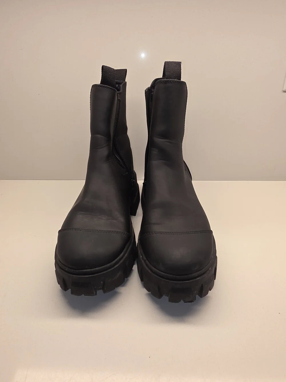 a new day Black Lug Sole Chelsea Ankle Boots